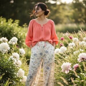 Universal Thread Gauze Coral Boho Too Size L EUC Prairie Festival Western